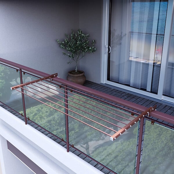 FOXYDRY - Étendoir balcon pliable et inclinable aluminium résistant – corten – 62x63x8 cm - FOXYDRY DUO - large