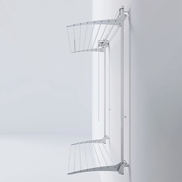 FOXYDRY - Étendoir mural 2 grilles aluminium résistant – blanc – 152x52x137 cm - FOXYDRY Wall Plus - large