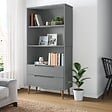 VIDAXL - vidaXL Bibliothèque MOLDE Gris 85x35x170,5 cm Bois massif de pin - vignette