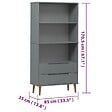 VIDAXL - vidaXL Bibliothèque MOLDE Gris 85x35x170,5 cm Bois massif de pin - vignette