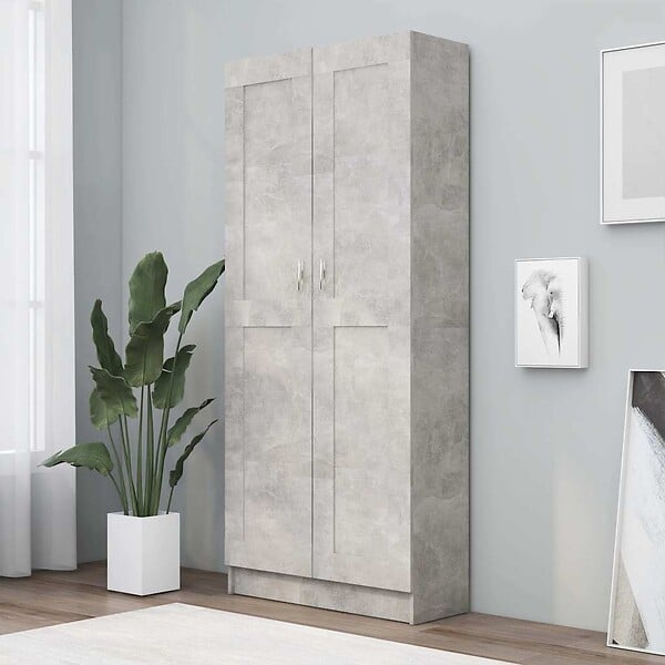 VIDAXL - vidaXL Bibliothèque Gris béton 82,5x30,5x185,5 cm Bois d'ingénierie - large