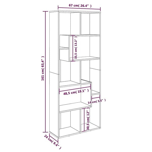 VIDAXL - vidaXL Bibliothèque Sonoma gris 67x24x161 cm Bois d'ingénierie - large