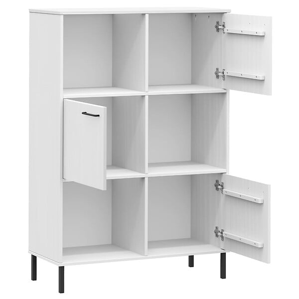 VIDAXL - vidaXL Bibliothèque avec pieds en métal Blanc 90x35x128,5 cm Bois OSLO - large