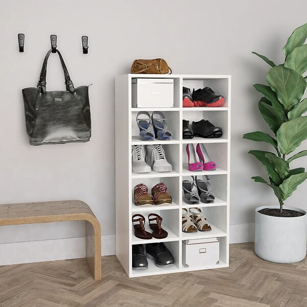 VIDAXL - vidaXL étagère à  chaussures Blanc 54x34x100,5 cm Bois d'ingénierie - large