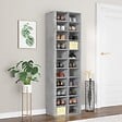VIDAXL - vidaXL Armoire à  chaussures gris béton 54x34x183 cm bois d'ingénierie - vignette