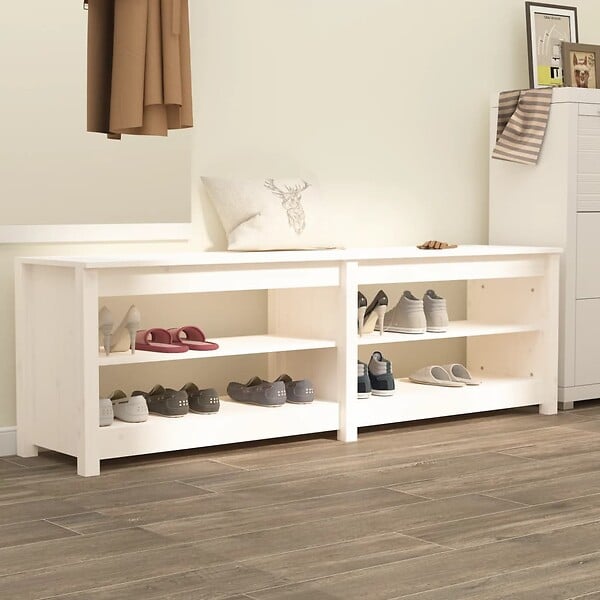 VIDAXL - vidaXL Banc à  chaussures Blanc 160x36,5x50 cm Bois de pin massif - large