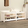 VIDAXL - vidaXL Banc à  chaussures Blanc 160x36,5x50 cm Bois de pin massif - vignette