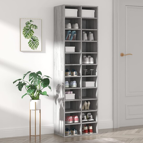 VIDAXL - vidaXL Meuble à  chaussures Sonoma gris 54x34x183 cm Bois d'ingénierie - large