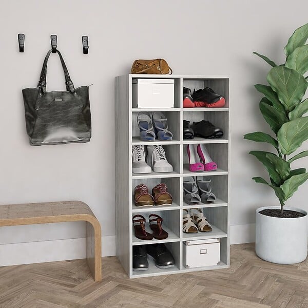 VIDAXL - vidaXL étagère à  chaussures Gris béton 54x34x100,5 cm Bois ingénierie - large