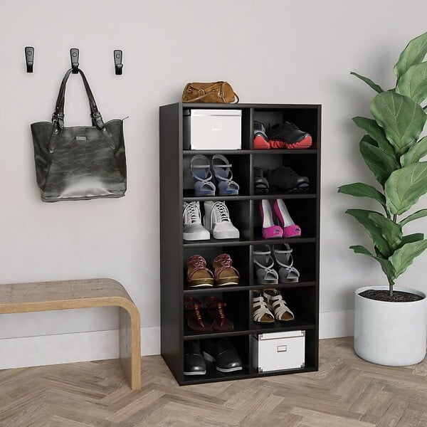 VIDAXL - vidaXL étagère à  chaussures Noir 54x34x100,5 cm Bois d'ingénierie - large