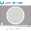 AICA SANITAIRE - AICA Miroir de salle de bain LED rond de 100cm, dimmable + mémoire + antibuée, avec interrupteur tactile, blanc - vignette