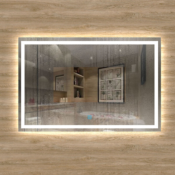 AICA SANITAIRE - Aica sanitaire Miroir de salle de bain lumineux LED avec anti-buée et interrupteur tactile intégré 100x60cm - large