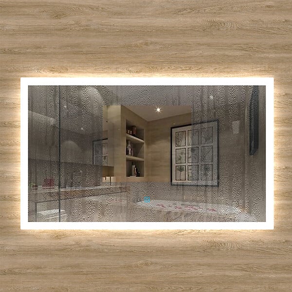 AICA SANITAIRE - Aica sanitaire Miroir de salle de bain lumineux LED avec anti-buée et interrupteur tactile intégré 60x50cm - large