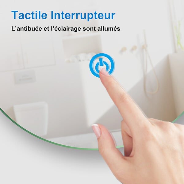 AICA SANITAIRE - AICA Miroir rond LED tactile anti-buée salle de bain suspendu vertical 60x60cm - large