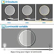 AICA SANITAIRE - AICA Miroir de salle de bain LED rond 60cm avec cadre noir, tricolore + anti-buée + mémoire + gradation infinie - vignette
