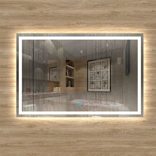 AICA SANITAIRE - Aica sanitaire Miroir de salle de bain lumineux LED avec anti-buée et interrupteur tactile intégré 100x80cm - large