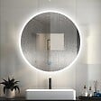 AICA SANITAIRE - AICA Miroir rond LED tactile anti-buée salle de bain suspendu vertical 80x80cm - vignette