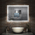 AICA SANITAIRE - Simple Bluetooth LED miroir de salle de bain tricolore tactile avec antibuée et horloge, 80x60cm horizontalement - vignette