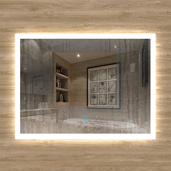 AICA SANITAIRE - Aica sanitaire Miroir de salle de bain lumineux LED avec anti-buée et interrupteur tactile intégré 90x70cm - large