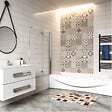 AICA SANITAIRE - Pare-baignoire 120x140cm pivotant et pliant, écran de douche à 2 volets paroi de baignoire en verre securit clair et anticalcaire - vignette