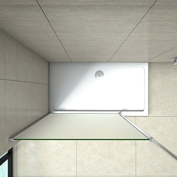 AICA SANITAIRE - Paroi de douche sablé 140x200cm avec barre de fixation au plafond 203-320cm, paroi de douche à l'italienne en 8mm verre dépoli et anticalcaire - large
