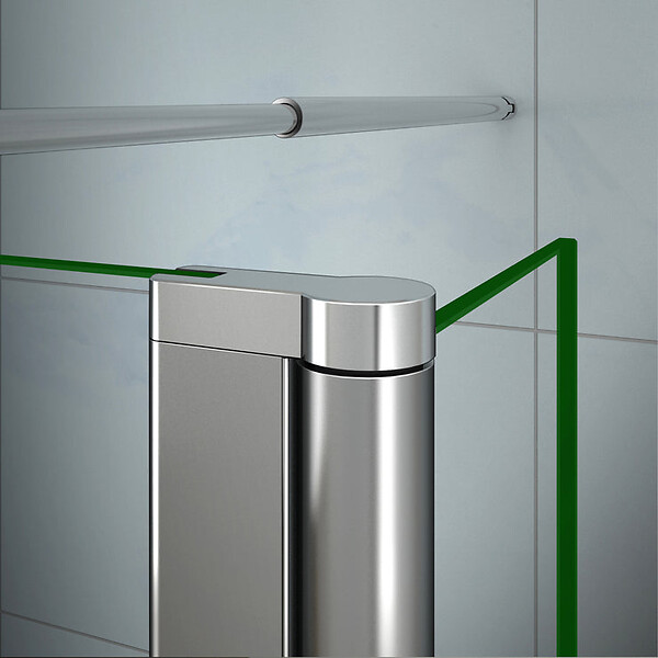 AICA SANITAIRE - Paroi de douche 60+30x200cm avec barre de fixation 70-120cm en cylindrique, verre 8mm anticalcaire, AICA paroi de douche à l'italienne avec retour pivotant 30cm - large