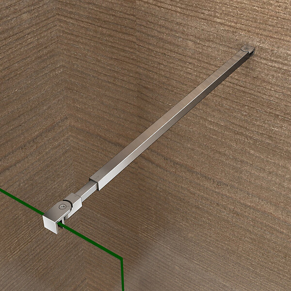 AICA SANITAIRE - Paroi de douche 110x200cm avec barre de fixation 73-120cm en carré, AICA paroi de douche à l'italienne en 8mm verre bande centrale dépoli - large