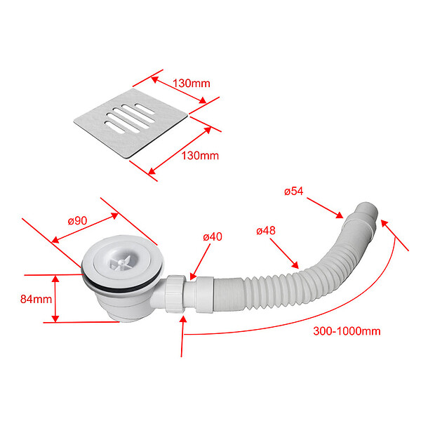 AICA SANITAIRE - Receveur de douche 100x80cm avec une grille en ABS, AICA bac à douche rectangulaire, Extra-plat, blanc, anti-dérapant - large