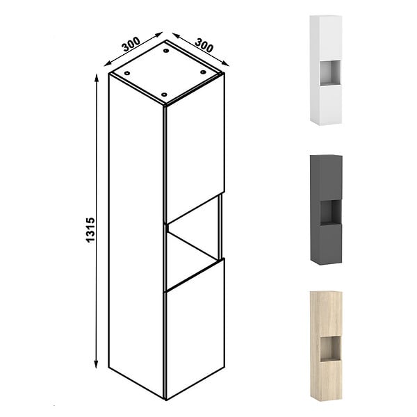 AICA SANITAIRE - Meuble salle de Bain 100cm avec colonne + miroir 3 couleurs Chêne Wotan - large