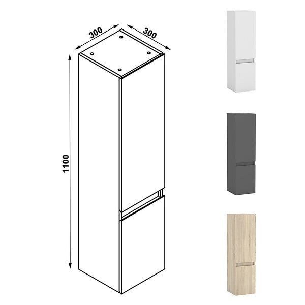 AICA SANITAIRE - Ensemble meuble Salle de Bain 80cm avec colonne et miroir lumineux dimmable blanc - large