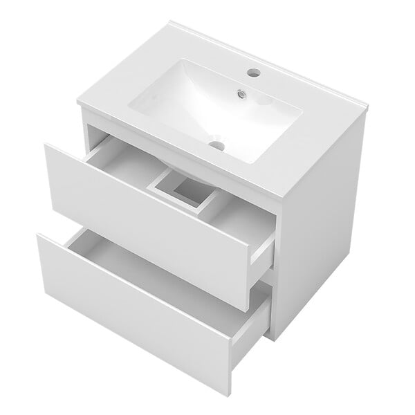 AICA SANITAIRE - Meuble Salle de Bain 80cm avec colonne + miroir lumineux 3 couleurs blanc - large