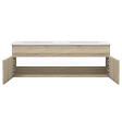 AICA SANITAIRE - Ensemble meuble Salle de Bain 120cm Chêne Wotan double vasque + miroir lumineux 3 couleurs + dimmable - vignette