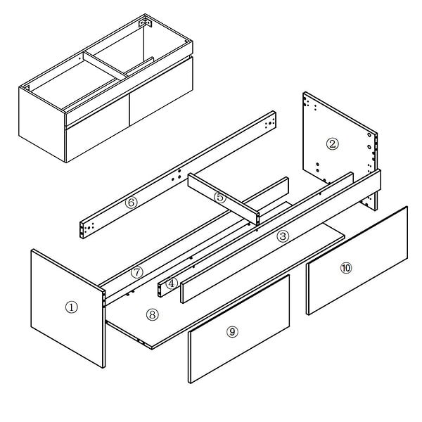 AICA SANITAIRE - AICA Meuble de salle de bain 120cm à double porte, suspendu, Chêne - large