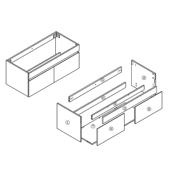 AICA SANITAIRE - AICA Meuble de salle de bain 100cm à double porte, suspendu, blanc - large