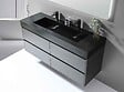 LUXURYBAIN - LuxuryBain- Meuble de salle de bain double vasque 150cm gris et noir avec miroir LED LB-8476S - vignette