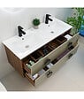 LUXURYBAIN - LuxuryBain - Meuble de salle de bain double vasque 120cm bois et vert avec miroir led - vignette