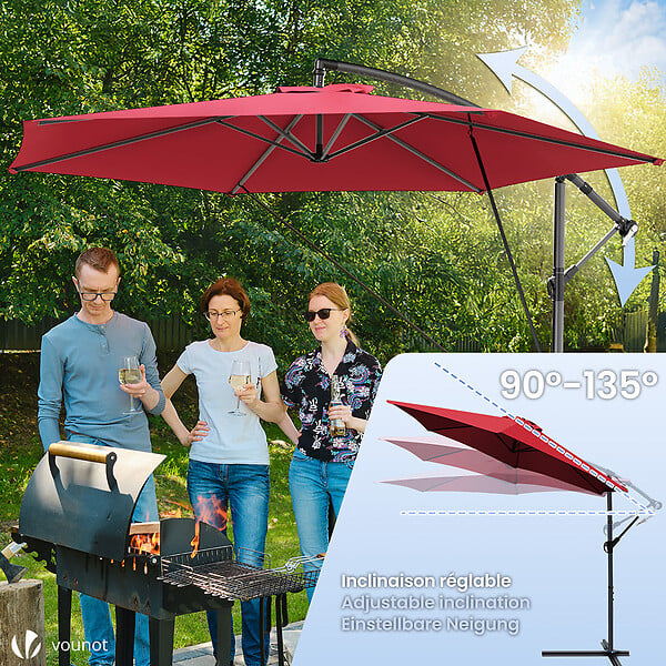 VOUNOT - Parasol deporte 3M avec housse de protection et sangle de fixation Rouge - large