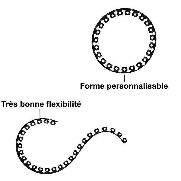 GT GARDEN - Bordure de jardin flexible noire - 3,8 cm x 10 mètres avec 20 piquets d'ancrage - large