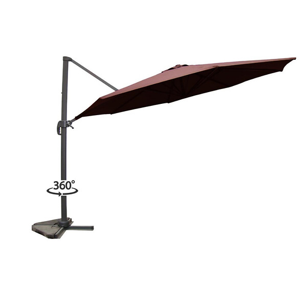 CONCEPT USINE - Parasol  marron droit rond 3,5 x 3,5 m rotatif à 360 CASTILLO - large