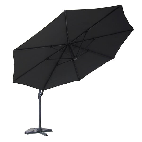 CONCEPT USINE - Parasol  gris déporté rond 3,5 x 3,5 m rotatif à 360 CASTILLO - large
