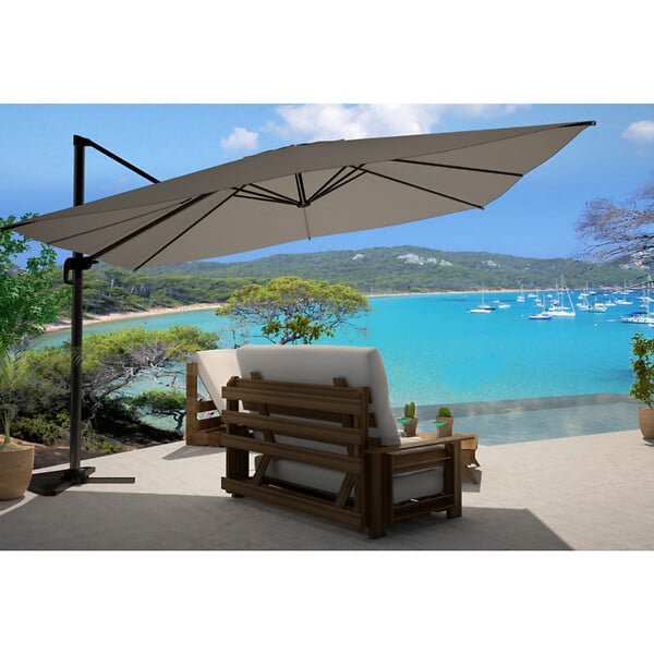 CONCEPT USINE - Parasol  gris déporté rectangle 3 x 4 m CESARE - large