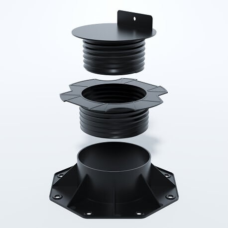 MCCOVER - PLOT RÉGLABLE DE 60 À 138 MM POUR TERRASSE BOIS ET COMPOSITE Noir - large