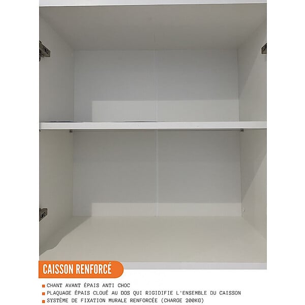 CUISINEANDCIE - Cuisineandcie - Meuble haut de cuisine Eco Blanc Brillant 2 portes L 60 cm - large