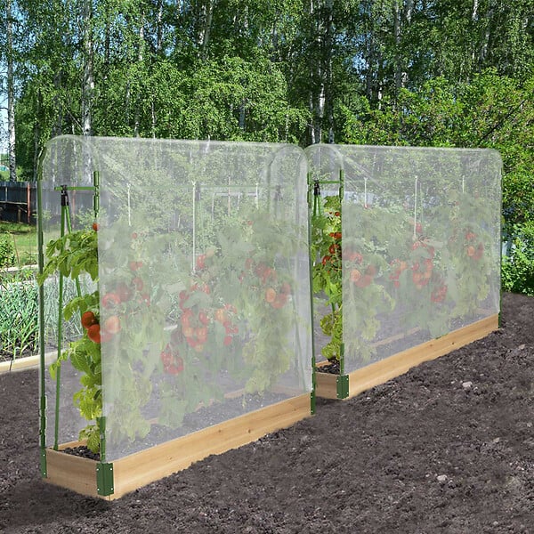 ID MARKET - Duo serres à tomates modulables spéciales croissance kit complet bâche + support - large