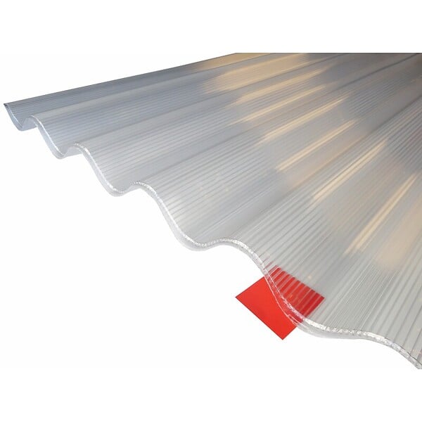 MCCOVER - Plaque de polycarbonate ondulé alvéolaire (177/51 mm) Clair, 1.52m, l : - 92cm, E : 6 mm - large