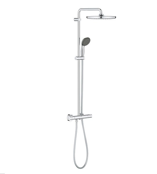 GROHE - Colonne de douche thermostatique XXL Round 250 + Douchette 2 jets, Chrome (26816022) - large