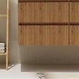 GODART - Meuble salle de bain 120 cm pour vasque à poser - Effet bois strié - A suspendre - Karaib 2 - vignette