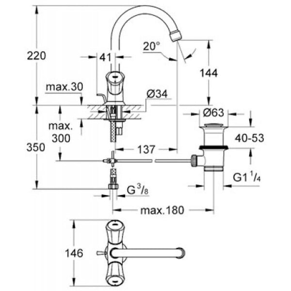 GROHE - Mélangeur de lavabo bec mobile Costa L 21094001 - large