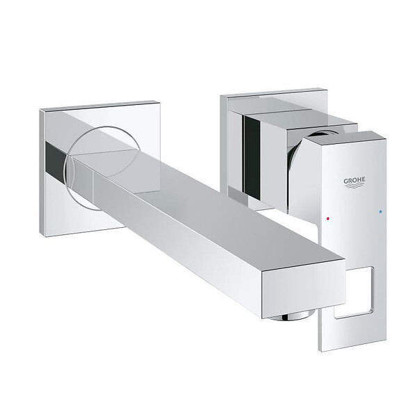 GROHE - Eurocube Set Mitigeur monocommande 2 trous lavabo encastré mural Chrome Taille M + Corps encastré (23447000-SET) - large