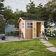 TIMBELA - Abri de Jardin Qualité Premium 5,9 m² - H252x250x294 cm - Construction de Panneaux LP Smartside - Timbela M913-REDWOOD RED - vignette